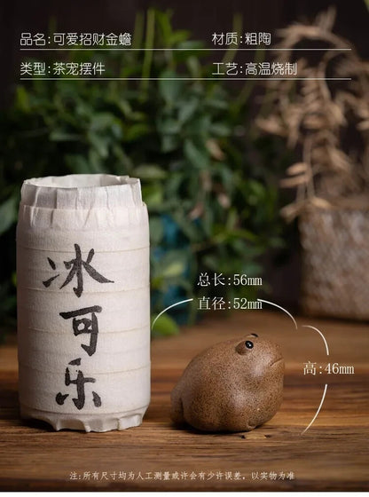 5CM Luck Frog Tea Pet Zen Tea Set Chinese Kungfu Tea Pottery Porcelain Handmade