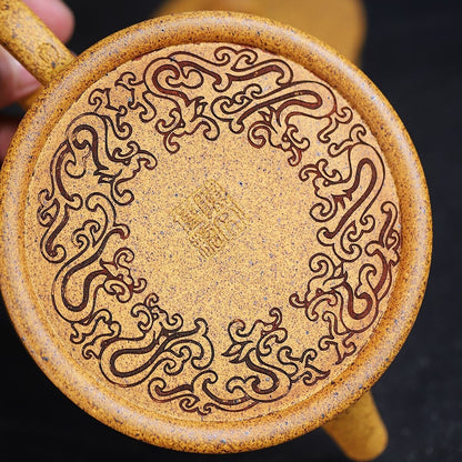 Handmade Tea Pot With 10 Infuser Holes Dragon Design Real Yixing Zisha Duan Clay