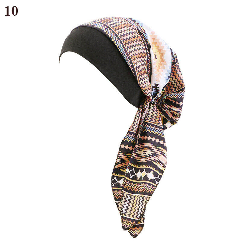 Ladies Long Tail Chemo Cap Turban Hat Headscarf Braid Hat Fashion Pirate Cap