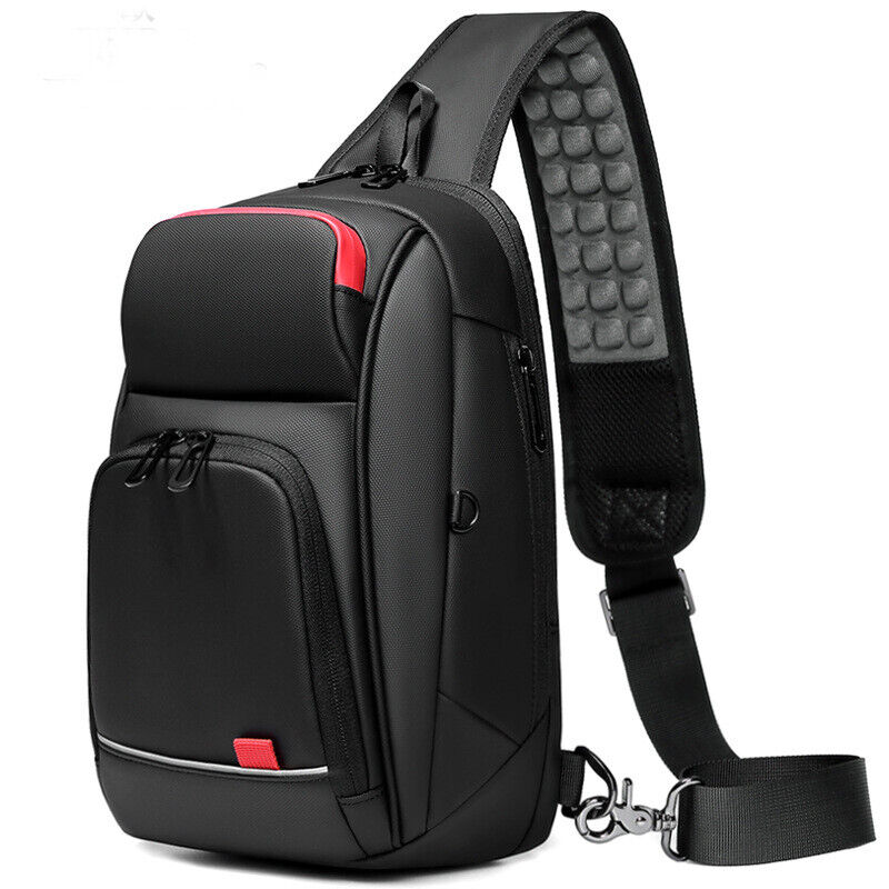 Men's Sling Backpack Oxford cloth Waterproof Crossbody Bag USB Port Sport Bags