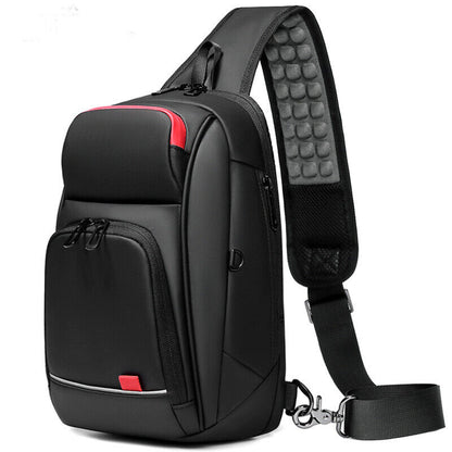 Men's Sling Backpack Oxford cloth Waterproof Crossbody Bag USB Port Sport Bags