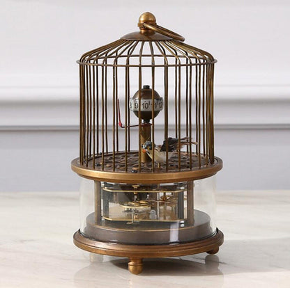 Rare Brass Birdcage Mechanical Table Clock