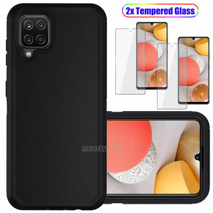 For Samsung Galaxy A42 5G Case Shockproof Phone Cover + Glass Screen Protector
