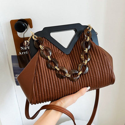 Pleated Bags Blue/Orange Shoulder Bag Big Totes Handbag Purse Evening Clutch Bag