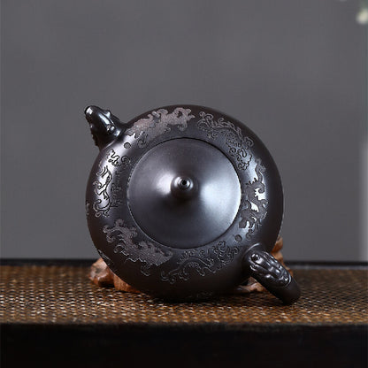 Original Ore Black Clay Tea Pot Yixing Zisha Handmade Pot 220ml Marked Teapots