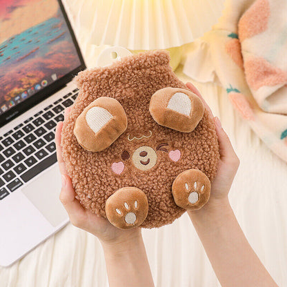 Cute Cartoon Animals Hot Water Bag w/ Plush Cover Winter Warm Hand Bottle