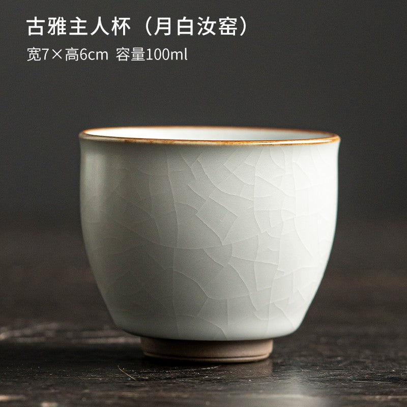 1pc Handmade Ru Kiln Teacup Master Cup Single Cup Tasting Cup Kung Fu Tea Set