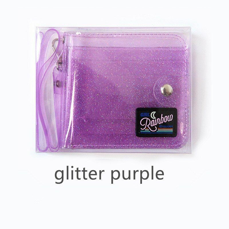 Wallet PVC Transparent Short Neck Girl Laser Coin Purse Women Clear Glittering