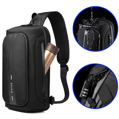 Men's Sling Backpack Oxford cloth Waterproof&Anti-theft Crossbody Bag USB Port