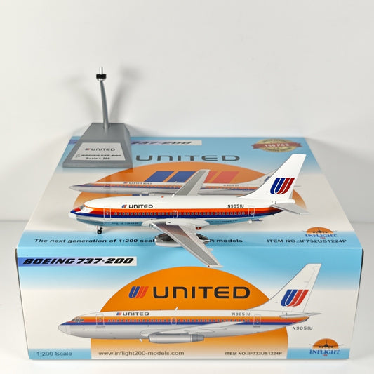 1:200 InFlight United B737-200 N9051U Passenger Airplane Diecast Plane Model