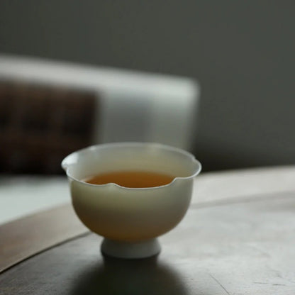 White Petal Ceramic Tea Cup Porcelain Cup of Tea 45ml