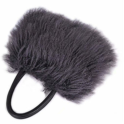 Women Real Mongolian Sheep Fur Handbags Ladies Casual Fluffy Fur Tote Bags