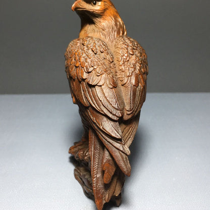 Decorative Sculpture Eagle Hawk Wooden Statue Modern Home Decor Wood Carving Art