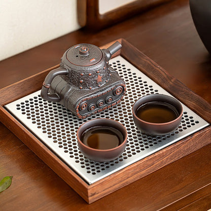 250mLChinese Tank Shaped Yixing Zisha Clay Teapot Unique Purple Clay Pot