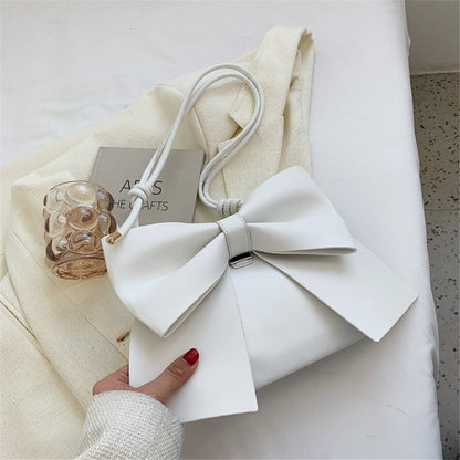 Elegant Bow Underarm Bag Synthetic Leather Shoulder Messenger Bag Purses Handbag