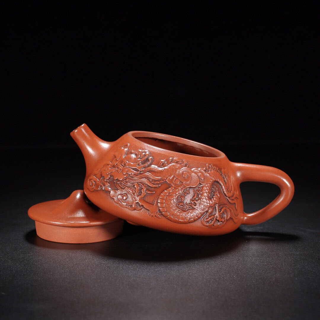 Chinese Yixing Zisha Clay Handmade Exquisite Teapot （双龙石瓢 底款：周桂珍）