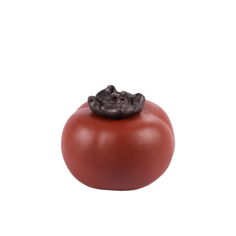 1pc Purple Clay Persimmon Shaped Tea Pet Ornament Boutique Tea Set Tea Pet