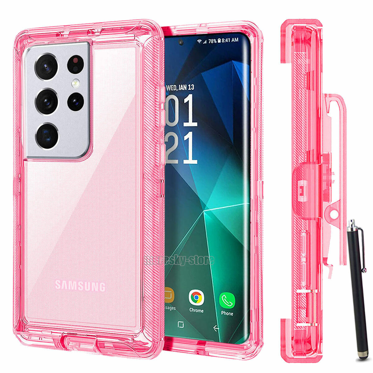 Luxury Clear Case Kickstand Clip Stand Holster Cover For Galaxy S21/ Ultra/ Plus