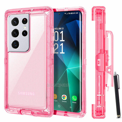 Luxury Clear Case Kickstand Clip Stand Holster Cover For Galaxy S21/ Ultra/ Plus