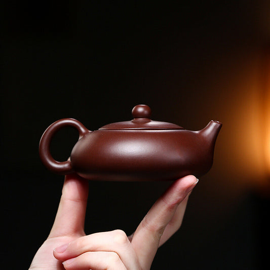 Collect Chinese Yixing Zisha Pottery Purple Zhu Clay 150ML Mesh Xishi Teapot