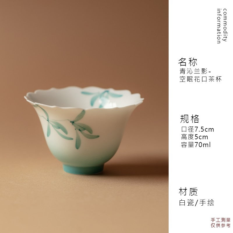 1Pc Ceramic Hand-painted Orchid High Footed Master Cup Tea Cup Tea Tasting Cup