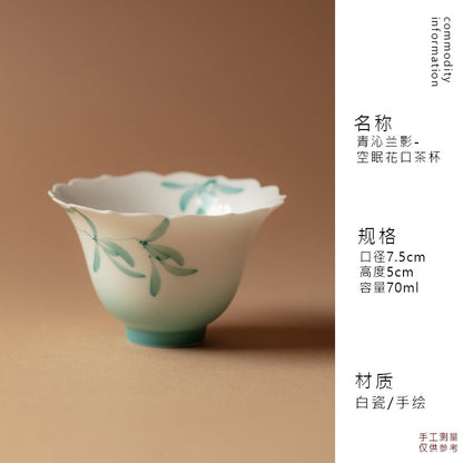 1Pc Ceramic Hand-painted Orchid High Footed Master Cup Tea Cup Tea Tasting Cup