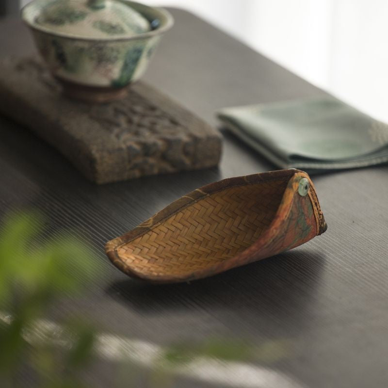 Xiangyunsha Rattan Weave Tea Scoop Set With Pick