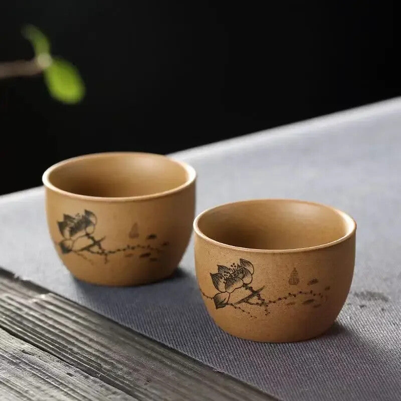 Rough Pottery Hand-painted Tea Cup Kung Fu Tea Set Chinese Cups Ceramic Teacups