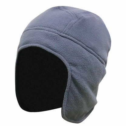 Men Women Warm Fleece Beanie Earflap Solid Color Adjustable Winter Hat Skull Cap