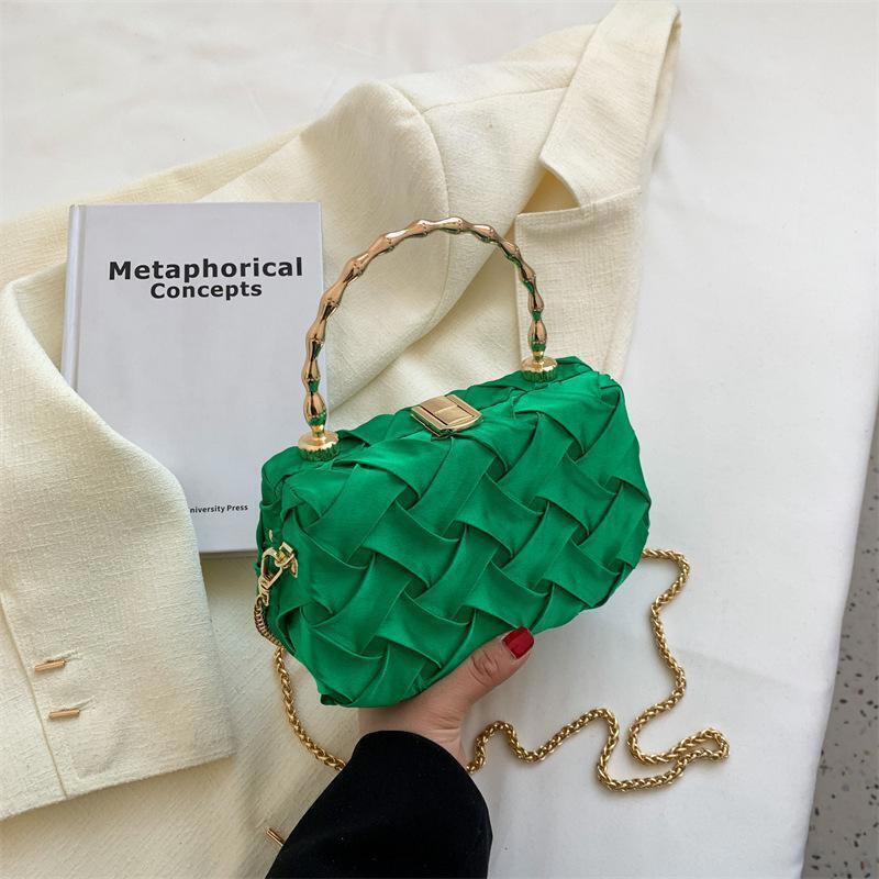 Small Tote Bag With Metal Portable Chain Women's Handbag Shoulder Bag