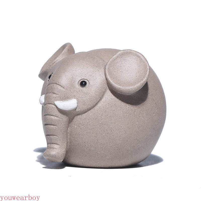 Handmade Elephant Yixing Purple Clay Tea Pet Luck Ornament Tea Pet Tea Figurine
