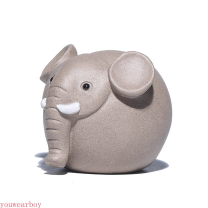 Handmade Elephant Yixing Purple Clay Tea Pet Luck Ornament Tea Pet Tea Figurine