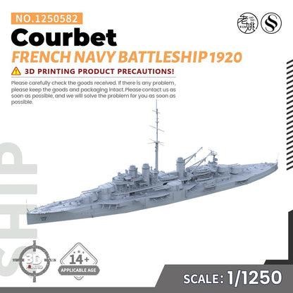 SSMODEL SSC1250582 1/1250 Military Model Kit French Navy Battleship Courbet 1920