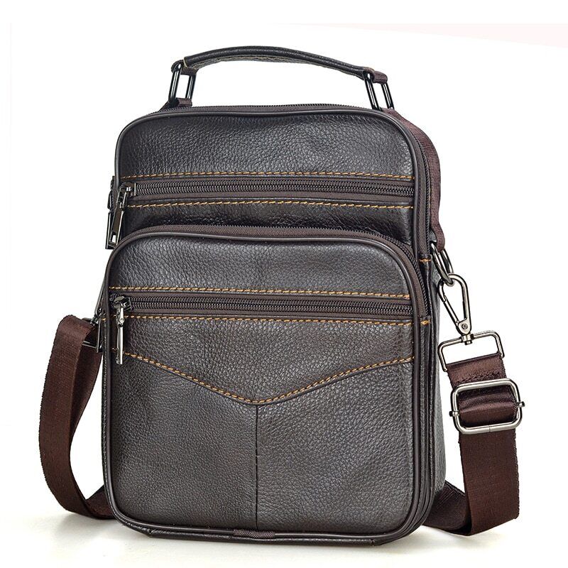Men Genuine Leather Handbag Male Shoulder Bag Cowhide Leather Bag Men's Tote