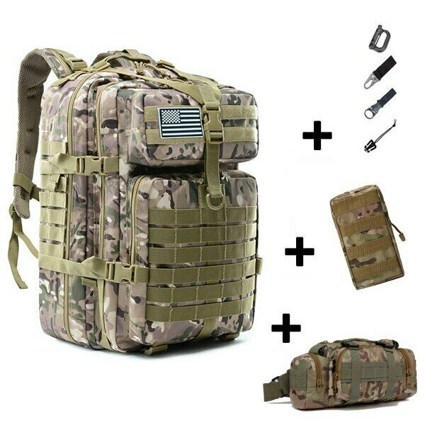 50L Tactical Bag Military Army Backpack Outdoor Multifunction Hiking Rucksack