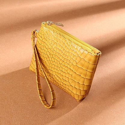 Synthetic Leather Wallet Clutch Bag Wrist Strap Handbag Cash Holder 19*11*1.5 Cm