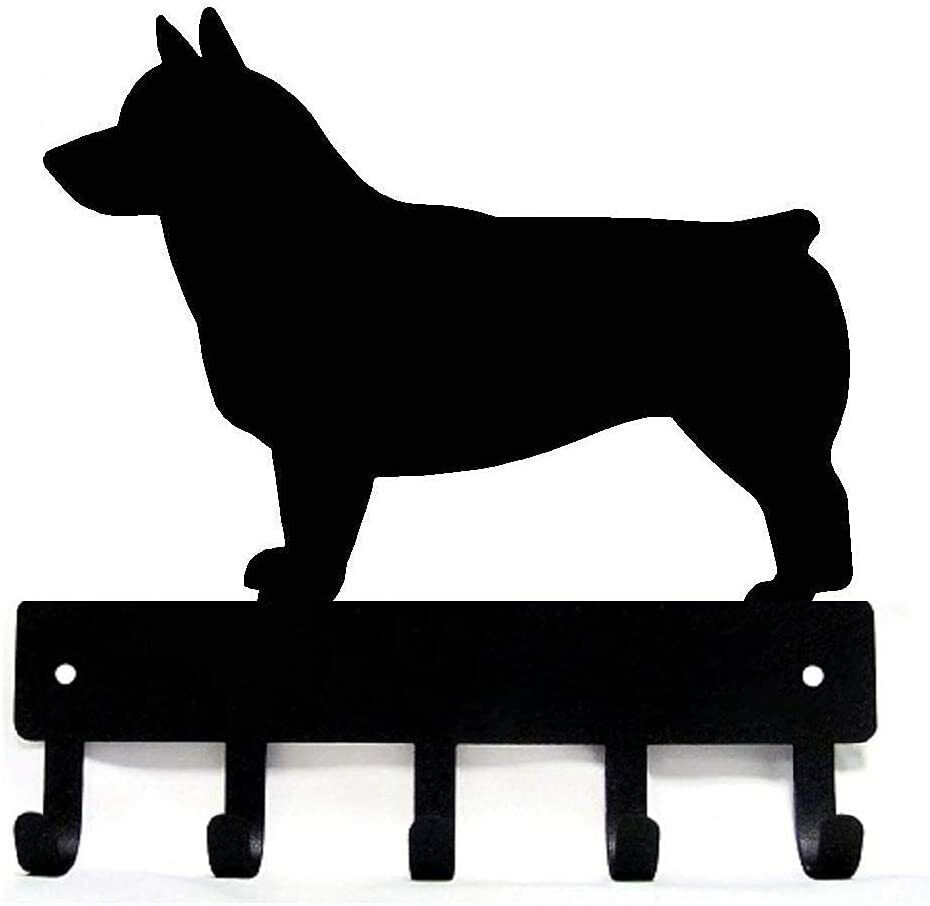Swedish Vallhund Key Rack Dog Leash Hanger - 9 inch/6 inch Wide Metal Wall Art