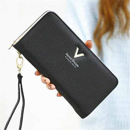 Female Leather Purse Wallets WomenClutch Handbag Ladies Long Clamps Card Holder