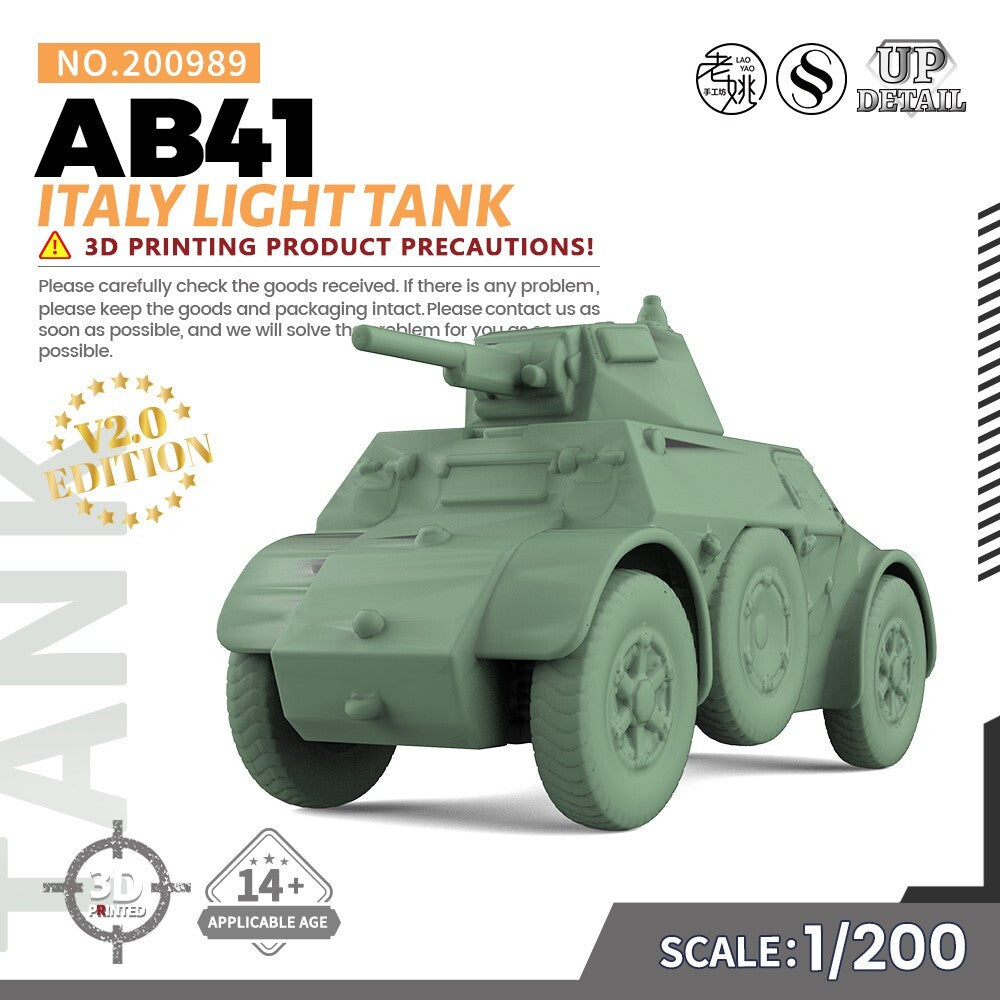 SSMODEL SS200989 1/200 Military Model Kit Italy AB41 Light Tank