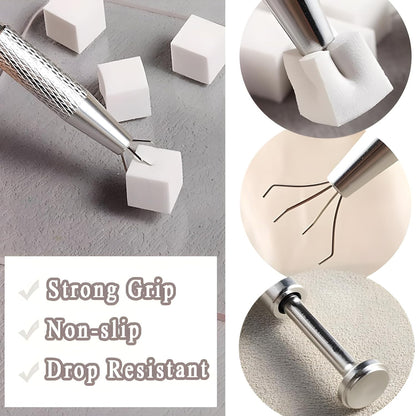 50Pcs Nail Art Soft Sponge With Versatile Portable Grabbing Pen