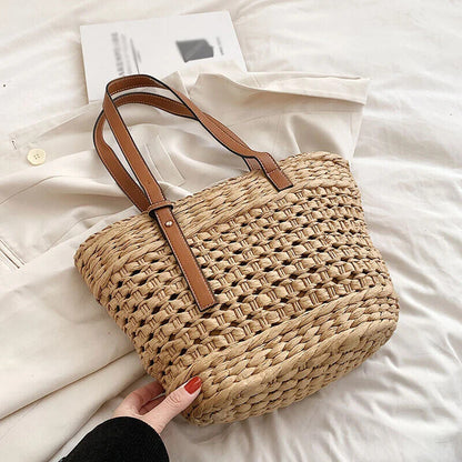 Summer Straw Beach Tote Bags for Women Handbag Basket Shoulder Bag