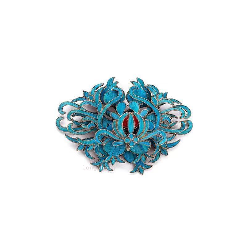 Chinese high-end cloisonne metal woven hair clip for women's hairpins brooch