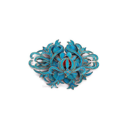 Chinese high-end cloisonne metal woven hair clip for women's hairpins brooch