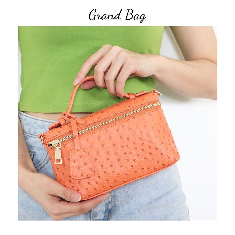 Handbag Ostrich Pattern Leather Bag Women Clutch Party Purse Ostrich Bag Chain