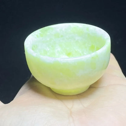 2" China Ancient Antique Natural Jade Stone Bowl Carving Collection Wine Cup