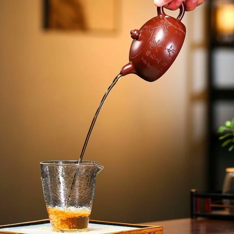 Yixing Zisha Teapot Handmade Zi Zhu Ni Hanmei Half Moon Gongfu Tea Pot 220ml