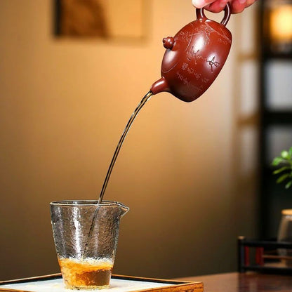 Yixing Zisha Teapot Handmade Zi Zhu Ni Hanmei Half Moon Gongfu Tea Pot 220ml