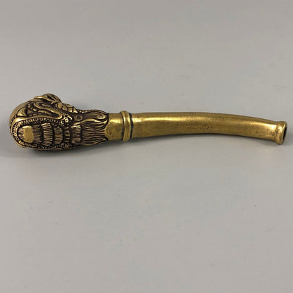 Chinese Old Brass copper Handwork Lifelike Dragon Sm0king Pipe Statue
