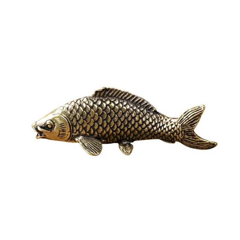 Brass Fish Figurines Miniatures Feng Shui Desktop Tea Pet Decoration Accessory