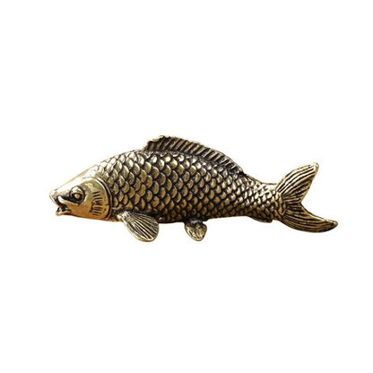 Brass Fish Figurines Miniatures Feng Shui Desktop Tea Pet Decoration Accessory